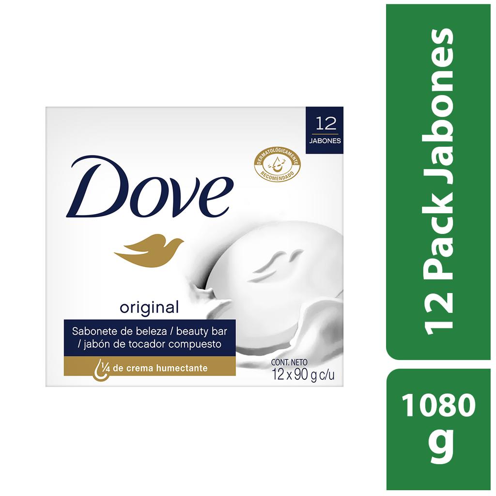 Dove Jabón de Baño en Barra con Crema Humectante 12 Unidades / 90 g / 3 oz