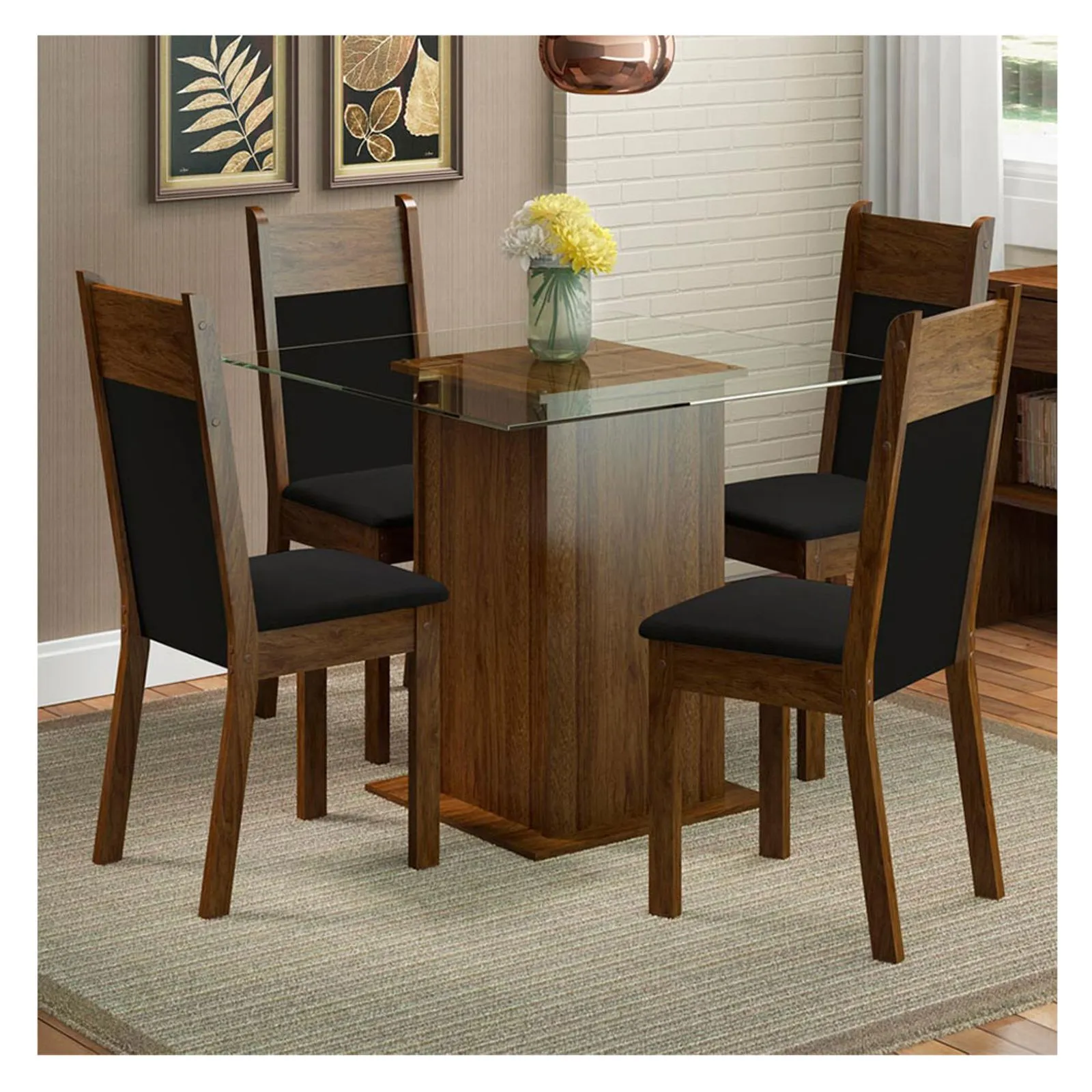 Juego comedor 4 sillas 76x80x80cm Anita Madesa - Imagen 4