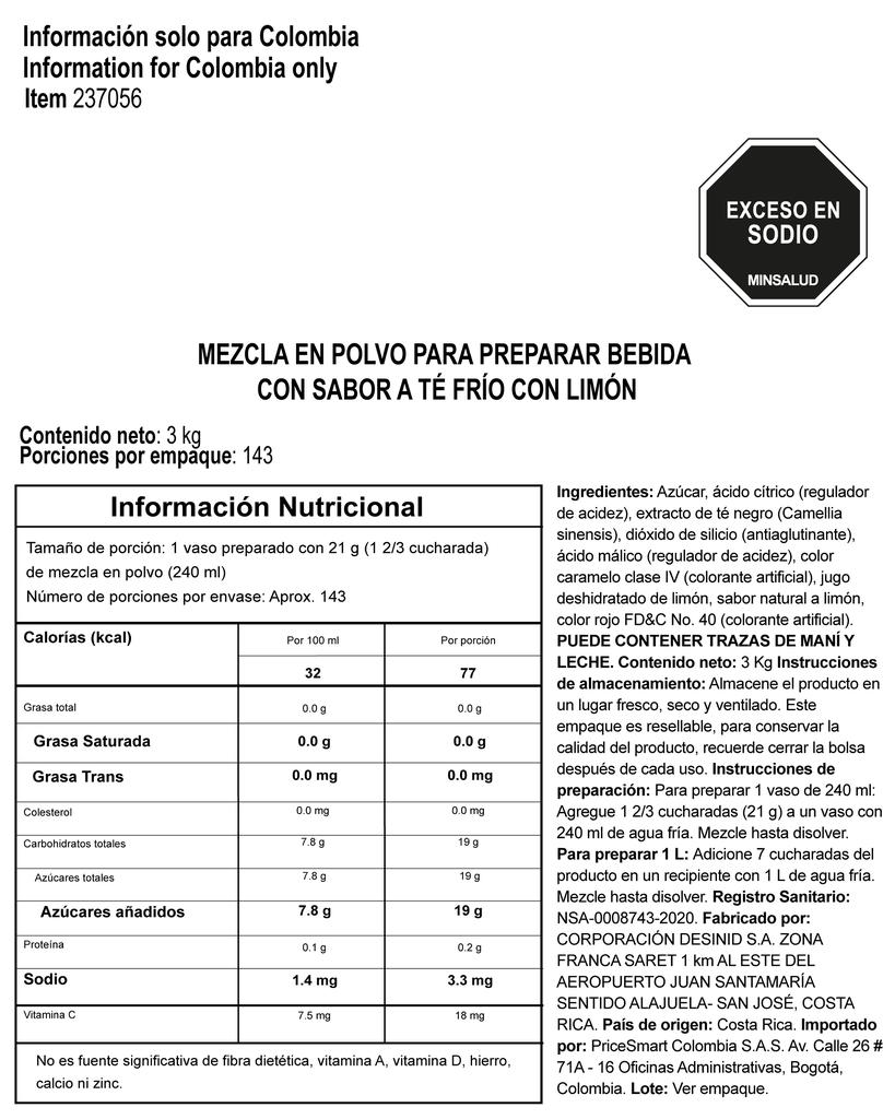 Member's Selection Mezcla en Polvo Sabor a Té Frío con Limón 3 kg / 6.6 lb - Imagen 3