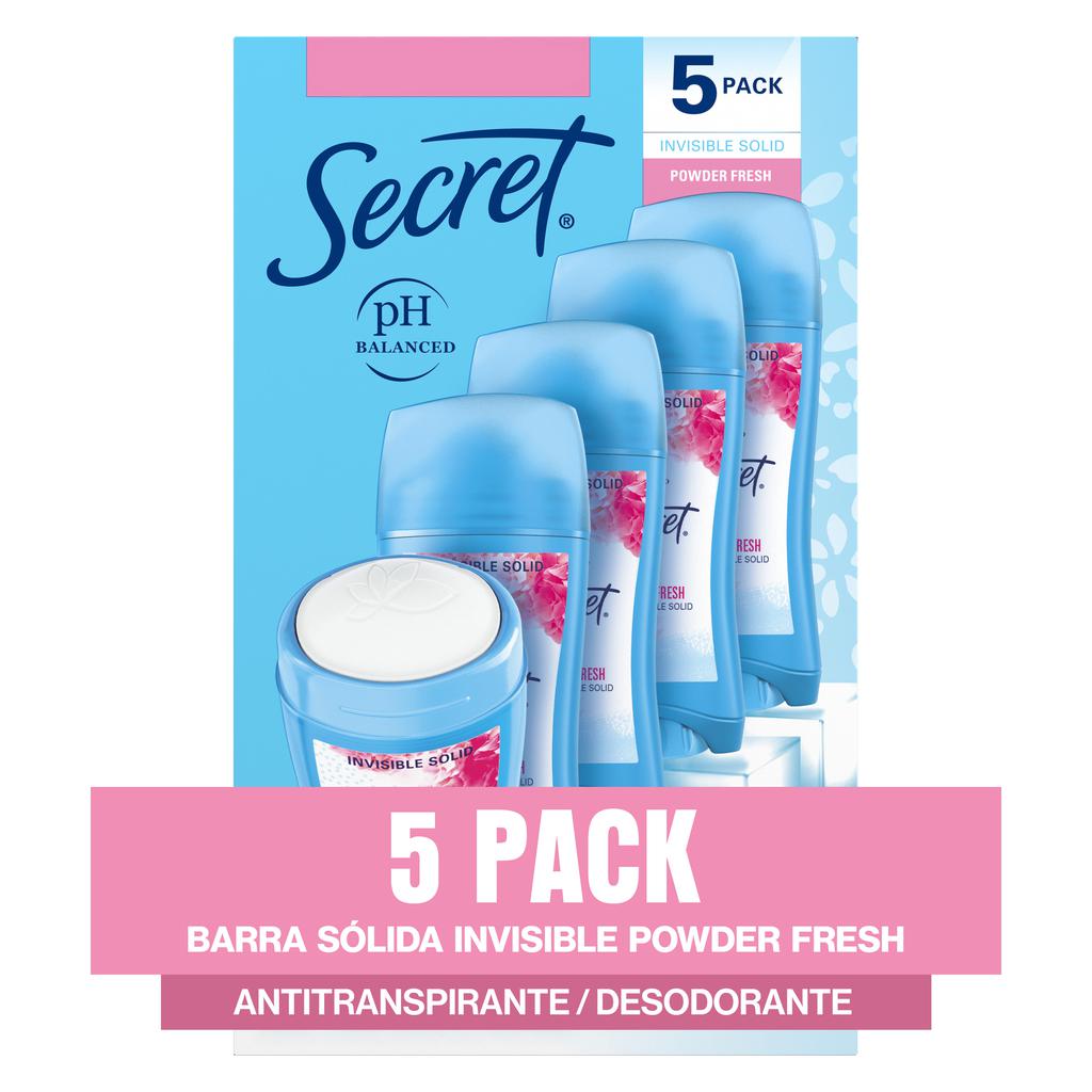 Secret Antitranspirante y Desodorante en Barra para Mujeres Powder Fresh 5 Unidades