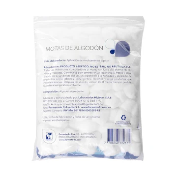 Motas Algodón Blancas X 120 Und - Imagen 2