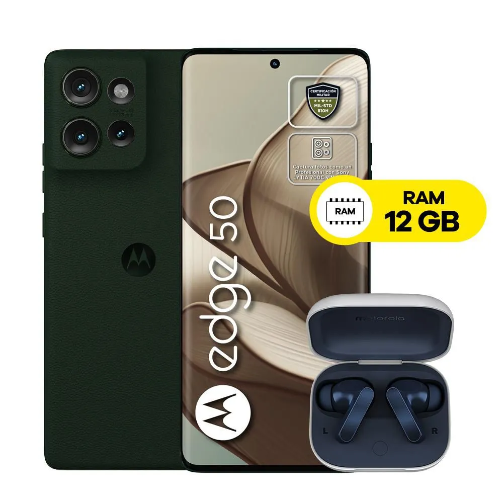 Celular MOTOROLA Edge 50 5G 256 GB 12 GB RAM Verde + Moto Buds
