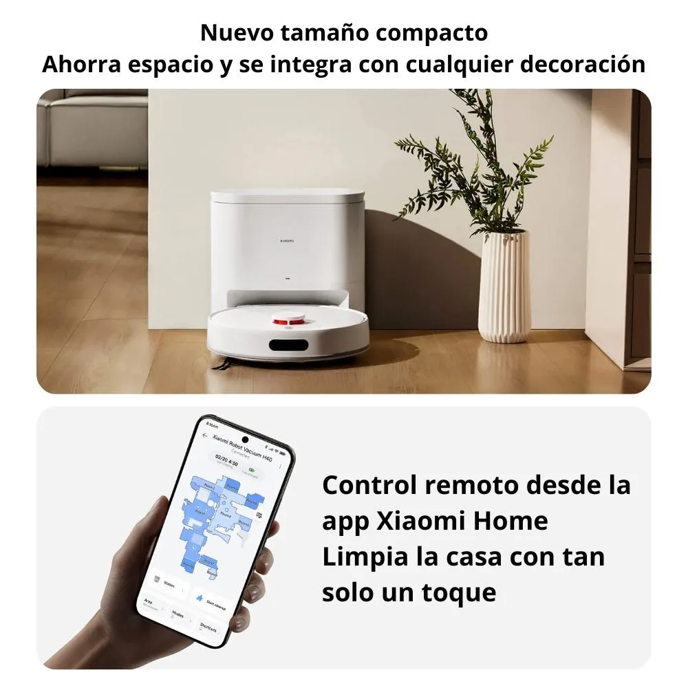 Aspiradora Y Trapeadora Inteligente Xiaomi Robot Vacuum H40 Con Estación 10000Pa 5200Mah - Imagen 3