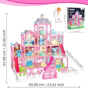 Casa De Muñecas Para Niñas, Casa De Muñecas De 11 Habitaciones Con Figura De Muñecas, Cachorros, Muebles, Accesorios, Lu