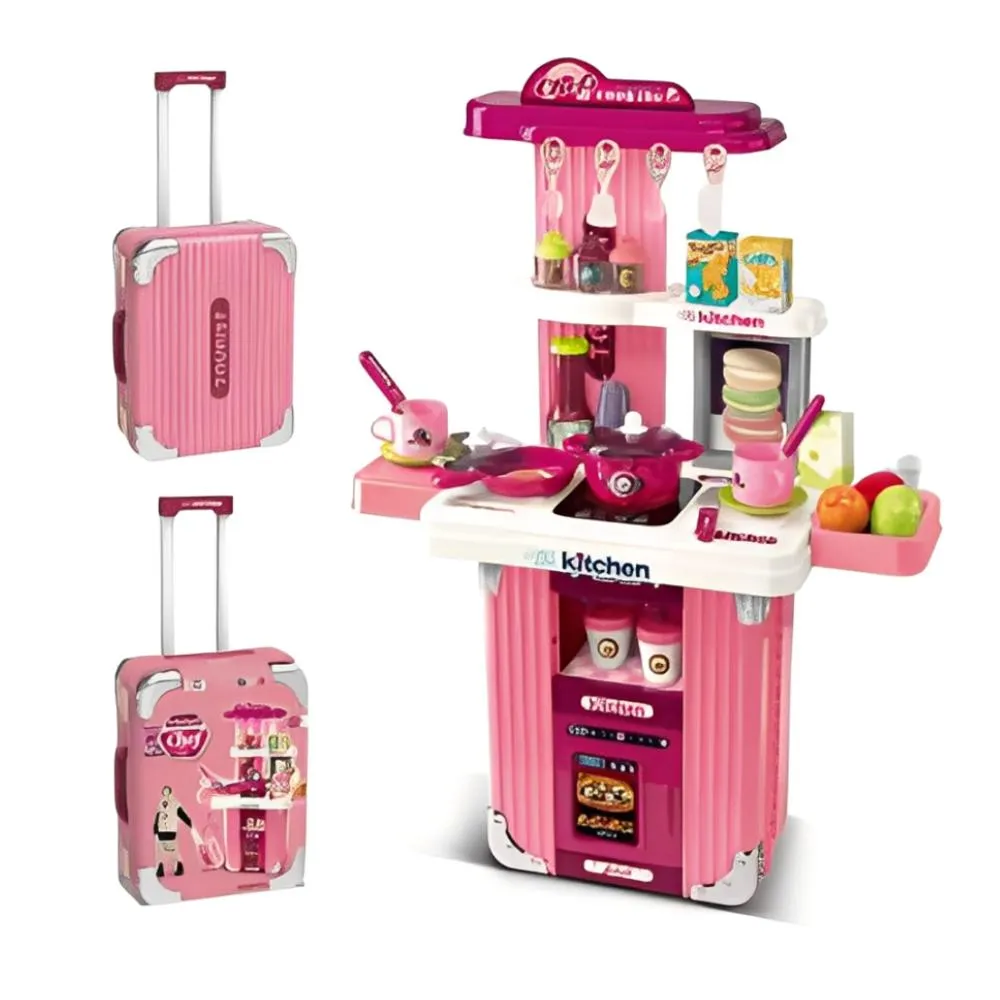 Cocina Para Niña Infantil Portatil Tipo Maleta Accesorios - Imagen 2