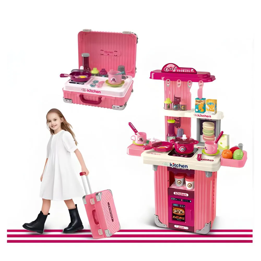 Cocina Para Niña Infantil Portatil Tipo Maleta Accesorios