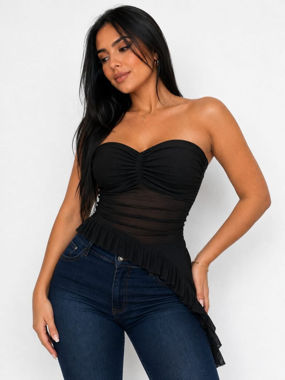 BLUSA ESTRAPLE LARGA EN MALLATEX - Imagen 2